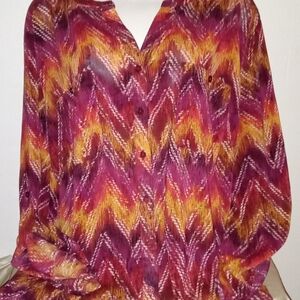 Women's dress blouse buttons in front v-neck pockets in front plus size 3x